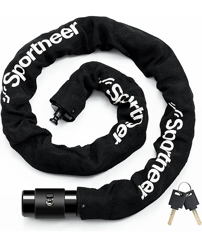 Sportneer Bike Lock: 8mm Thick High Security Anti Theft Bike Chain Lock with 2 Keys