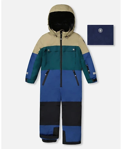 Deux par Boy One-Piece Teknik Snowsuit Colorblocked Navy Blue - Child