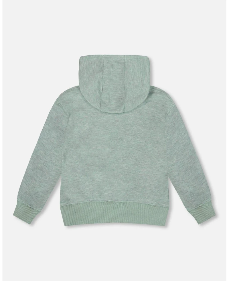 Deux par Boy Super Soft Hooded Brushed Jersey Sweatshirt with Graphic Print Green