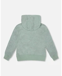 Deux par Boy Super Soft Hooded Brushed Jersey Sweatshirt with Graphic Print Green