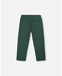 Deux par Toddler Boys Twill Jogger Pants with Patch Pockets Forest Green - Toddler|Child