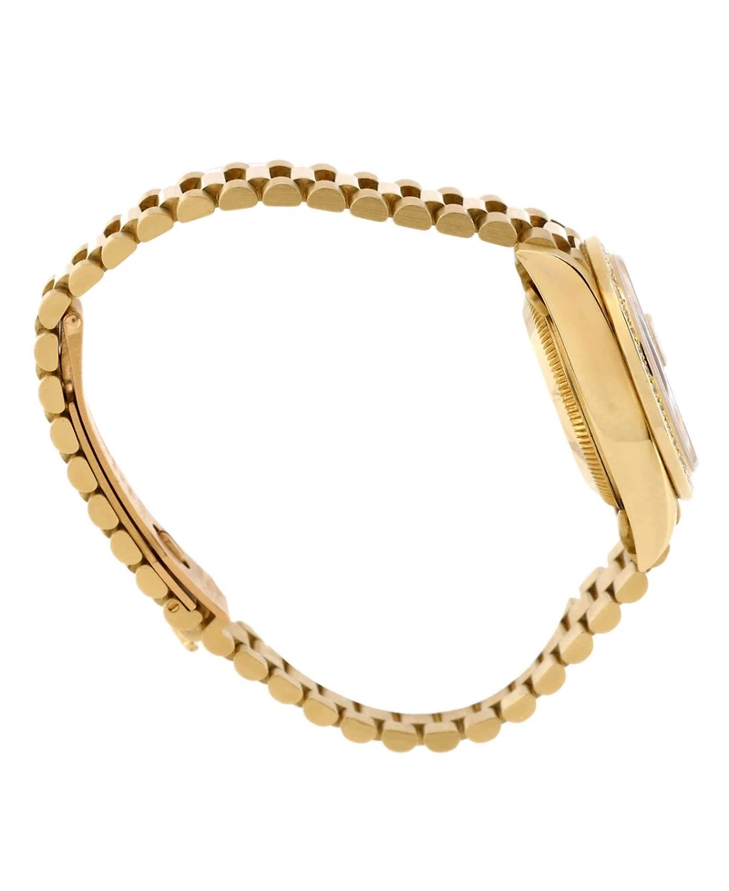 Pre-Owned Rolex Oyster Perpetual President Datejust Automatic Watch in Gold with Diamond Bezel and Markers 26mm