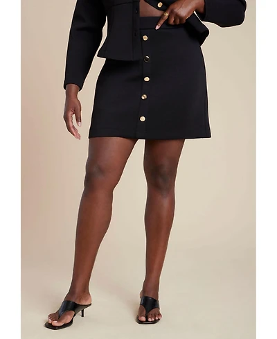 Eloquii Women's Plus Mini Skirt With Buttons