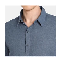 Campus Sutra Men's Lapis Blue Waffle-Knit Shirt