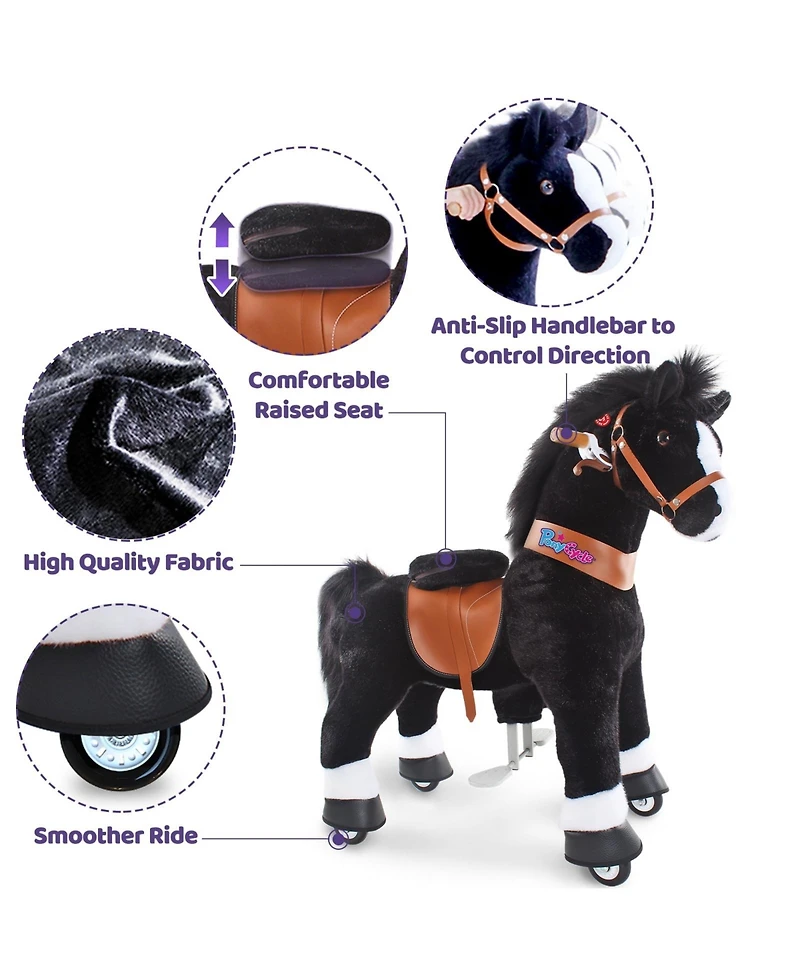 PonyCycle Ride-on Horse Black Model U Size 4 for 4-7 Years