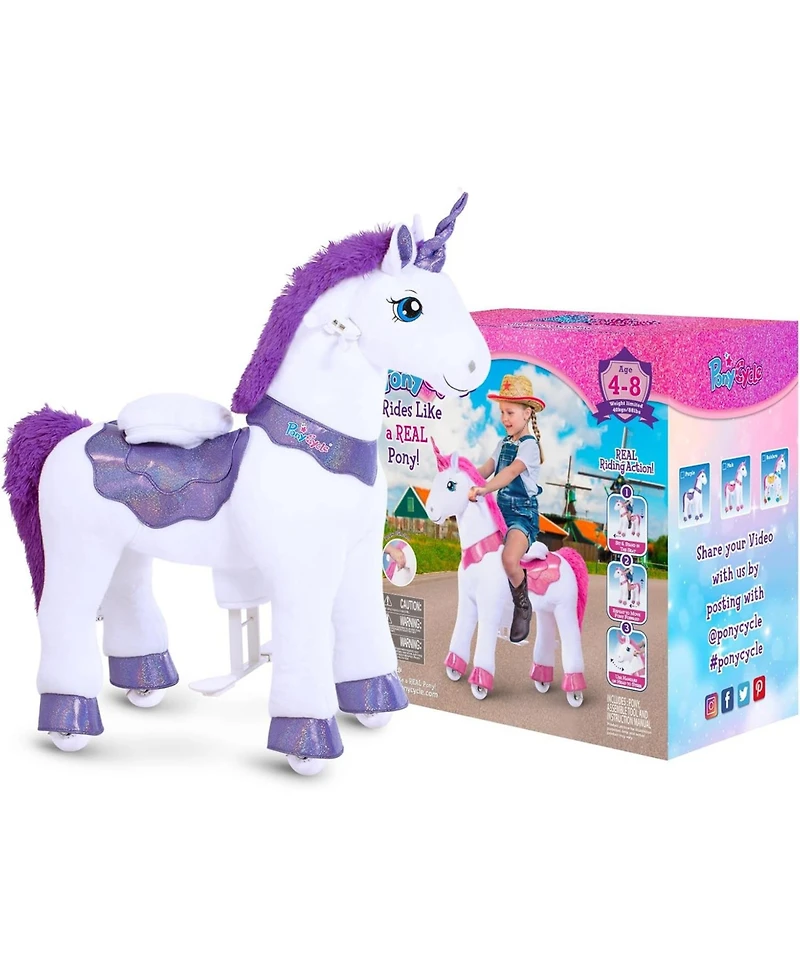 PonyCycle Ride-on Unicorn Purple Model E Size 4 for 4-7 Years