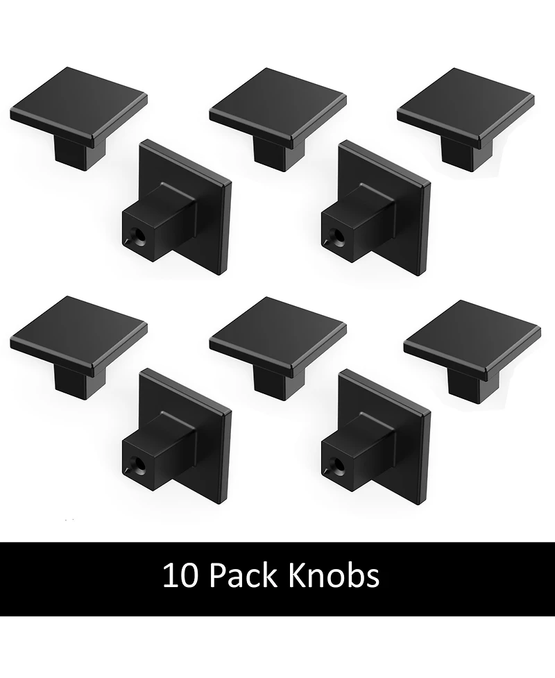 Heritage Designs Tempo: Square Knob 10pk - Matte Black