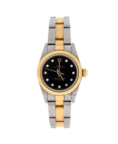 Pre-Owned Rolex Oyster Perpetual Automatic Watch in Stainless Steel and Gold with Diamond Markers 24mm