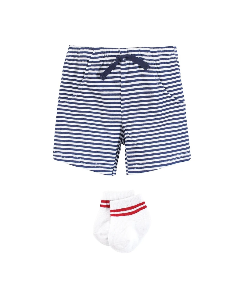 Hudson Baby Boys Bodysuit Outfit with Shorts and Socks