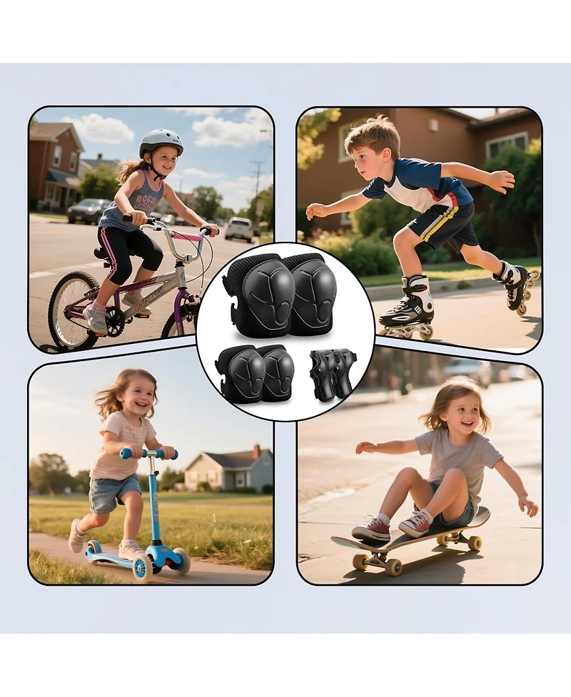 Gyroshoes Kids Protective Gear Set Knee Pads for 3-14 Years Toddler and Elbow with Wrist Guards 3 1 Skating Cycling Bike,Biking