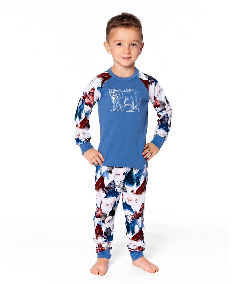 Deux par Baby Boys Two-Piece Cotton Pajama Set White Bear Print