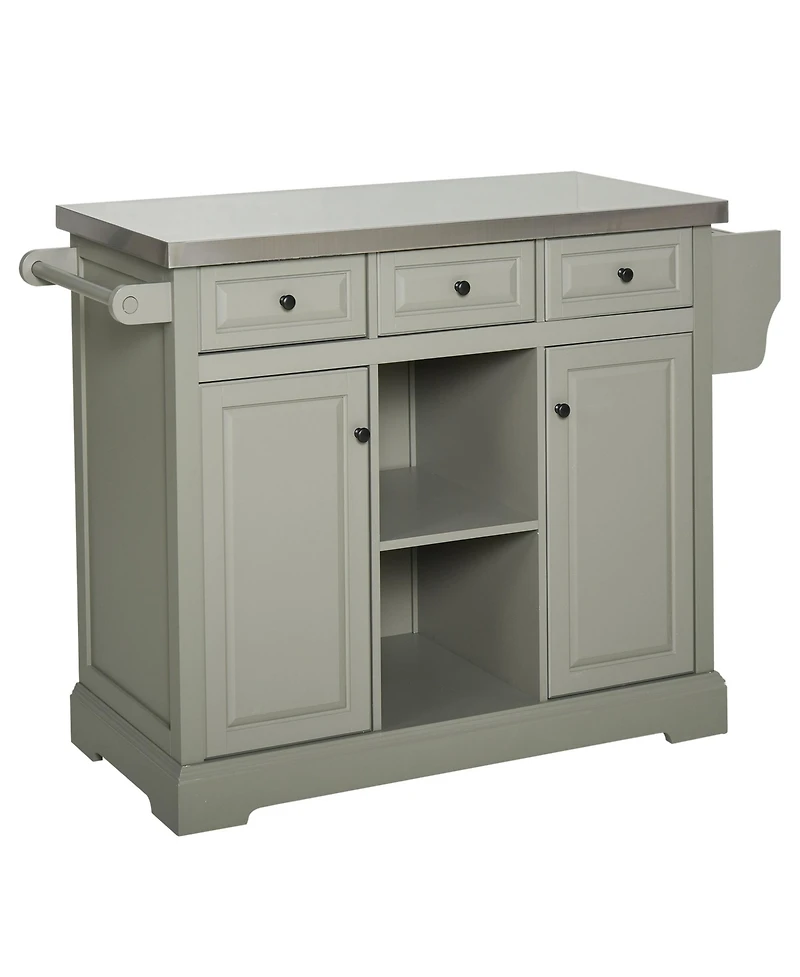 Halifax North America Gray Mobile Kitchen: Island Cart with Stainless Top and Multi-Storage