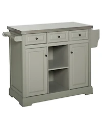Halifax North America Gray Mobile Kitchen: Island Cart with Stainless Top and Multi-Storage