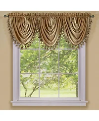 GoodGram Royal Ombre Curshed Semi Sheer 3 Pack Tassled Window Valances - 46 in. W x 42 L