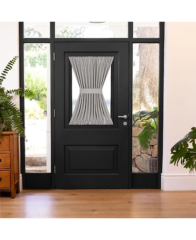 Kate Aurora Country Farmhouse Living Solid Colored Semi Sheer Single Door Curtain Panel With Tieback