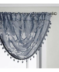 Kate Aurora Custom Scroll Sheer Voile Waterfall Window Curtain Valances - 57 in. W x 37 L