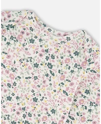 Deux par Baby Girl Cotton Bodysuit and Sleeveless Overalls Set Jade Green