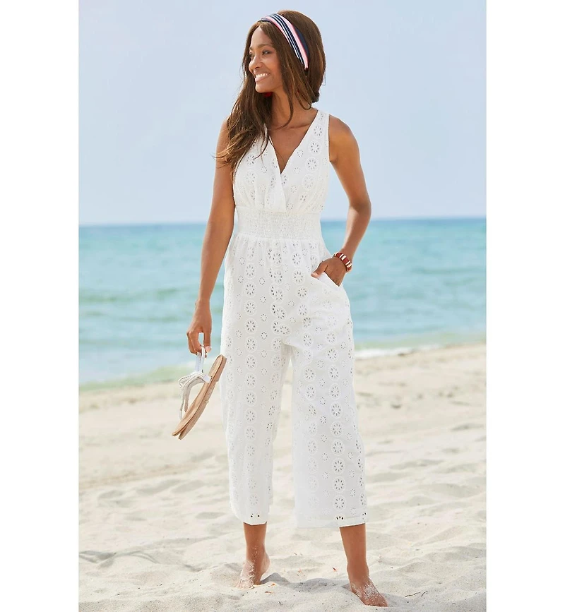 Lascana Women's Sleeveless Eyelet Jumpsuit