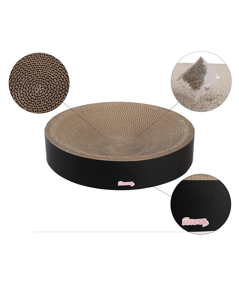 The Licker Store Nelson 20.13" Modern Cardboard Round Bowl Cat Scratcher with Catnip