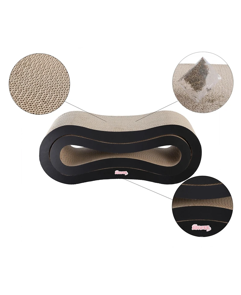 The Licker Store Suvi 26" Modern Cardboard Infinity 2-in-1 Lounge Bed Cat Scratcher with Catnip