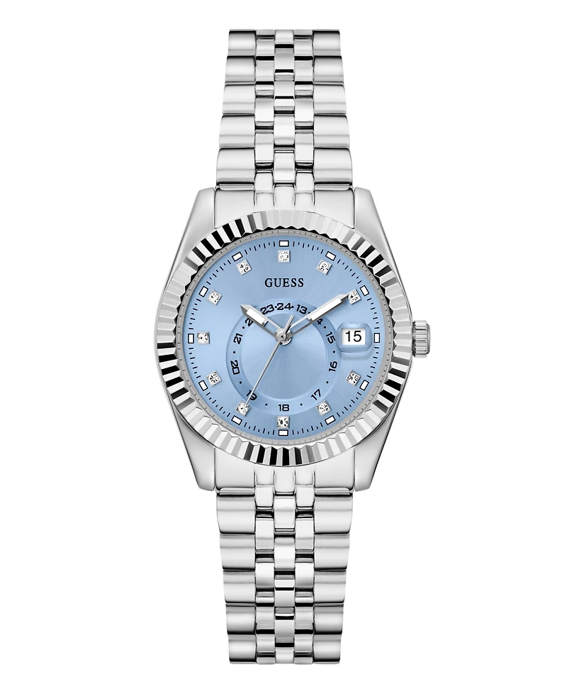 Guess Women's Silver Tone Multi-function Date Watch, 34mm