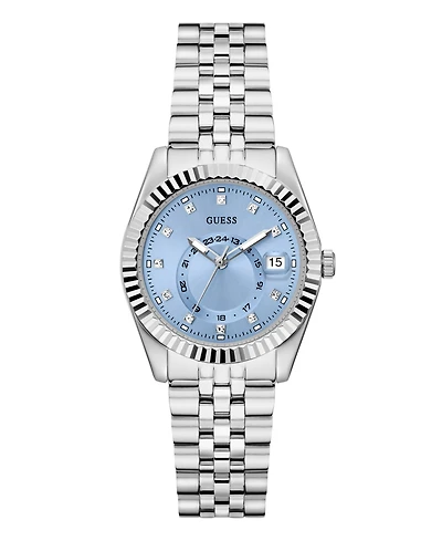Guess Women's Silver Tone Multi-function Date Watch, 34mm
