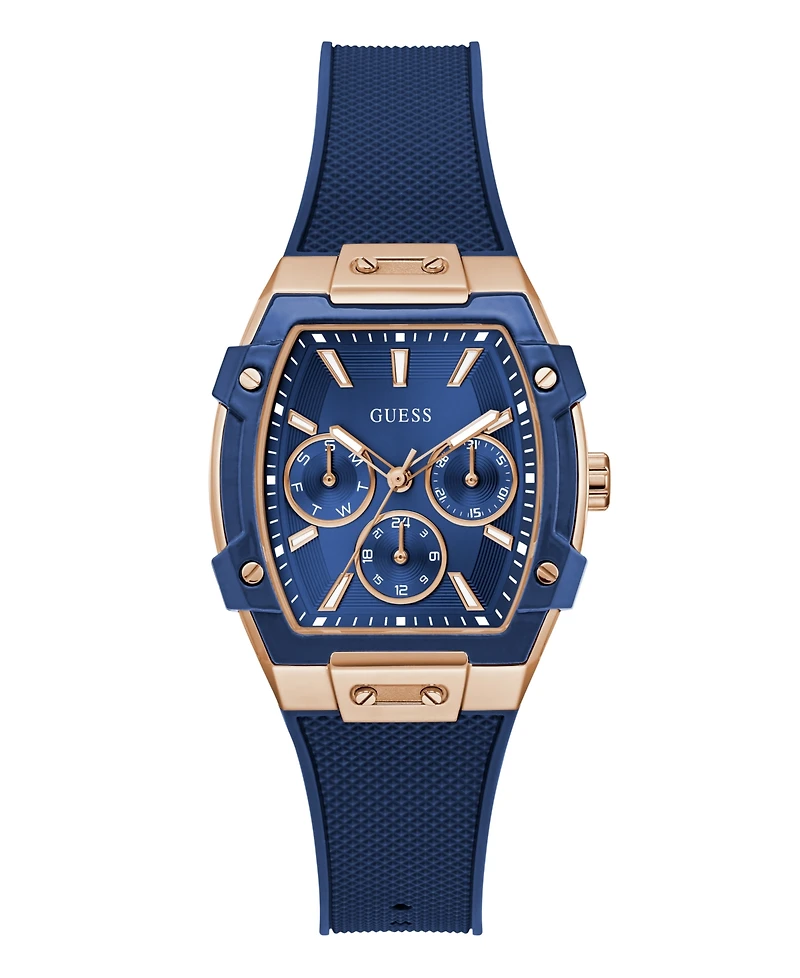 Guess Women's Blue Rose Gold Tone Multi-function Watch, 35mm