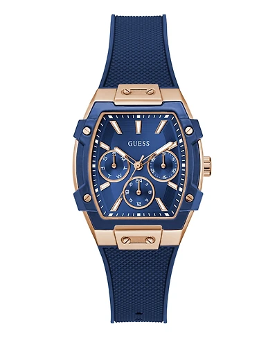 Guess Women's Blue Rose Gold Tone Multi-function Watch, 35mm