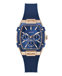 Guess Women's Blue Rose Gold Tone Multi-function Watch, 35mm