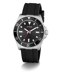 Guess Men's Black Silver Tone Analog Watch, 41mm
