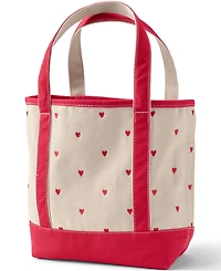 Lands' End Medium Embroidered 5 Pocket Open Top Canvas Tote Bag