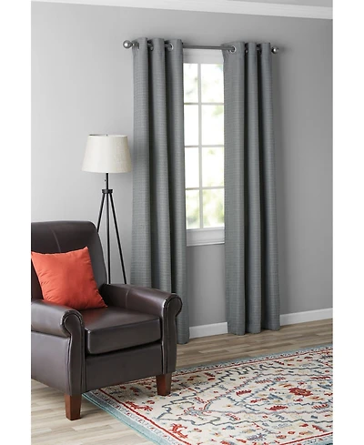 Kate Aurora Modern Living 2 Pack Textured Woven Light Filtering Grommet Top Window Curtain Panels