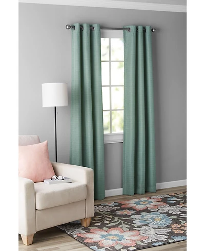 Kate Aurora Modern Living 2 Pack Textured Woven Light Filtering Grommet Top Window Curtain Panels