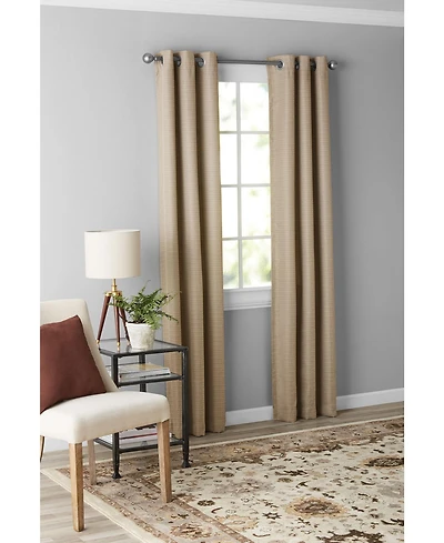 Kate Aurora Modern Living 2 Pack Textured Woven Light Filtering Grommet Top Window Curtain Panels