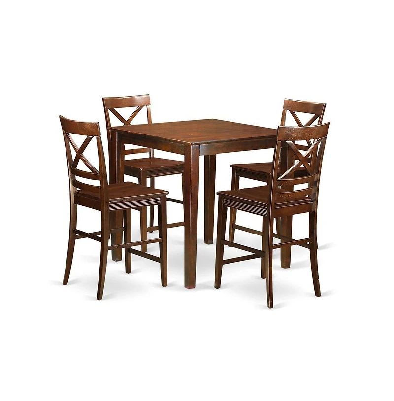 East West Furniture 5 Pc counter height Dining room set-pub Table and 4 dinette Chairs.