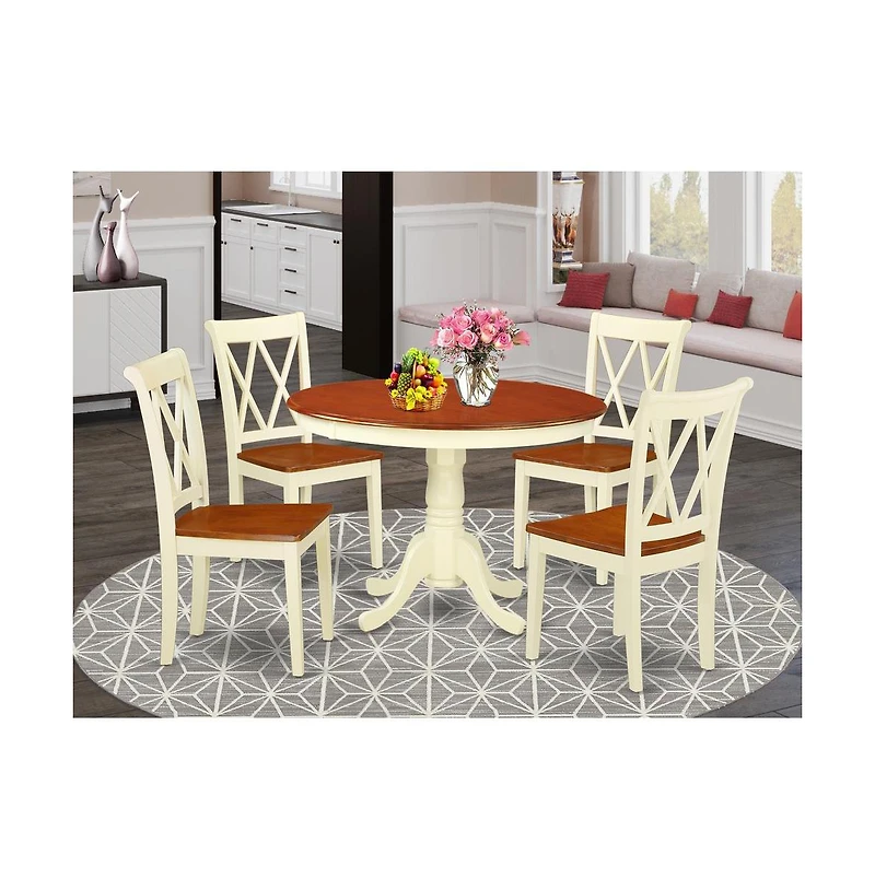 East West Furniture Dining Room Set Buttermilk & Cherry