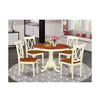 East West Furniture Dining Room Set Buttermilk & Cherry