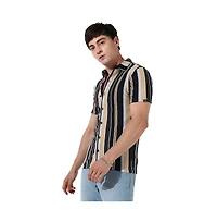 Campus Sutra Men's Striped Button Up Cotton Shirt