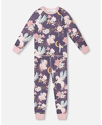 Deux par Baby Girl Cotton Two-Piece Pajamas Watercolor Unicorns