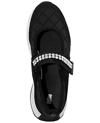 FitFlop Women's F-Mode Flow Crystal-Strap Quilted Mary Jane Flats