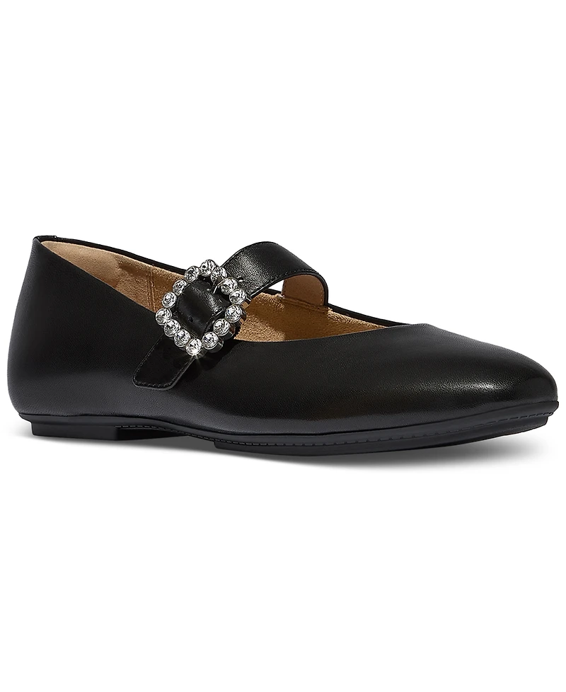FitFlop Women's Delicato Crystal-Buckle Metallic-Leather Mary Jane Flats