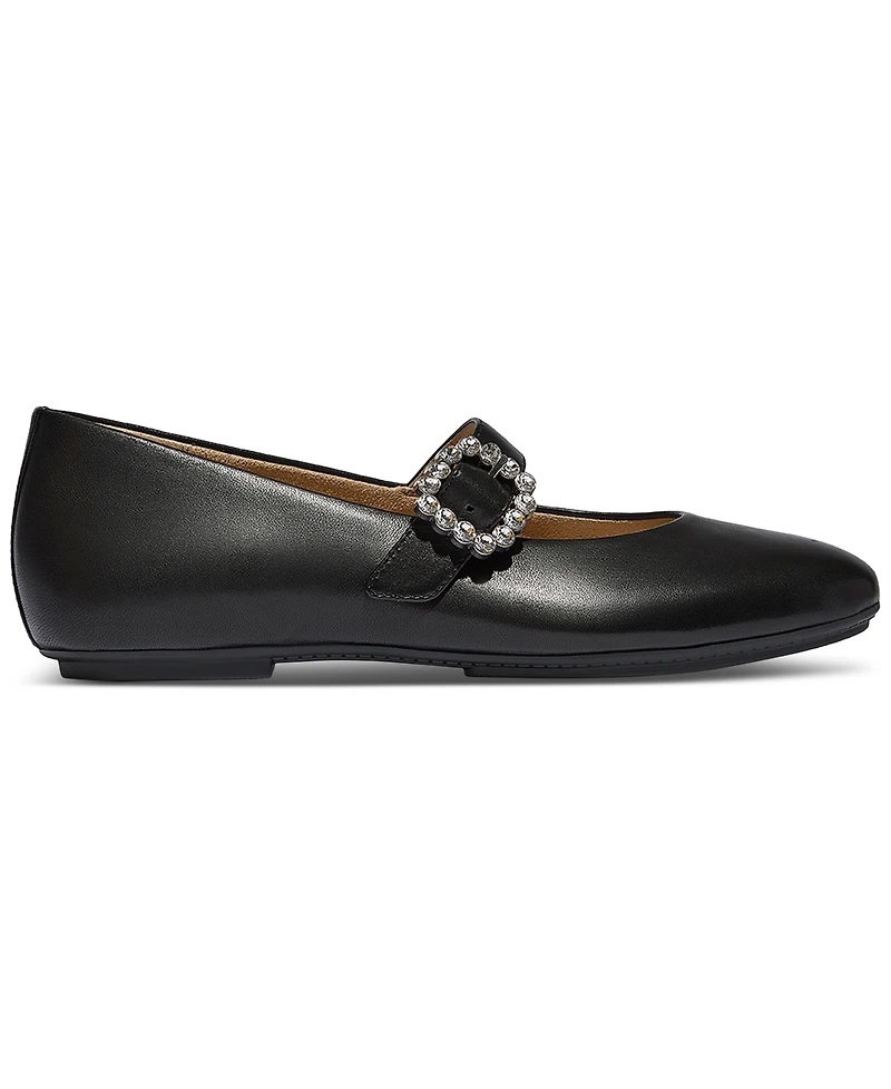 FitFlop Women's Delicato Crystal-Buckle Metallic-Leather Mary Jane Flats