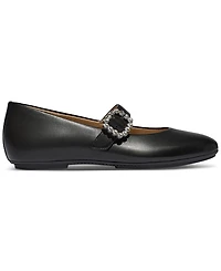 FitFlop Women's Delicato Crystal-Buckle Metallic-Leather Mary Jane Flats
