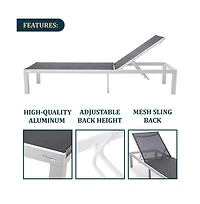 LeisureMod Aluminum Outdoor Patio Chaise Lounge Chair