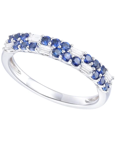 Created Sapphire, White Sapphire & Multi-Gemstone Ring Sterling Silver
