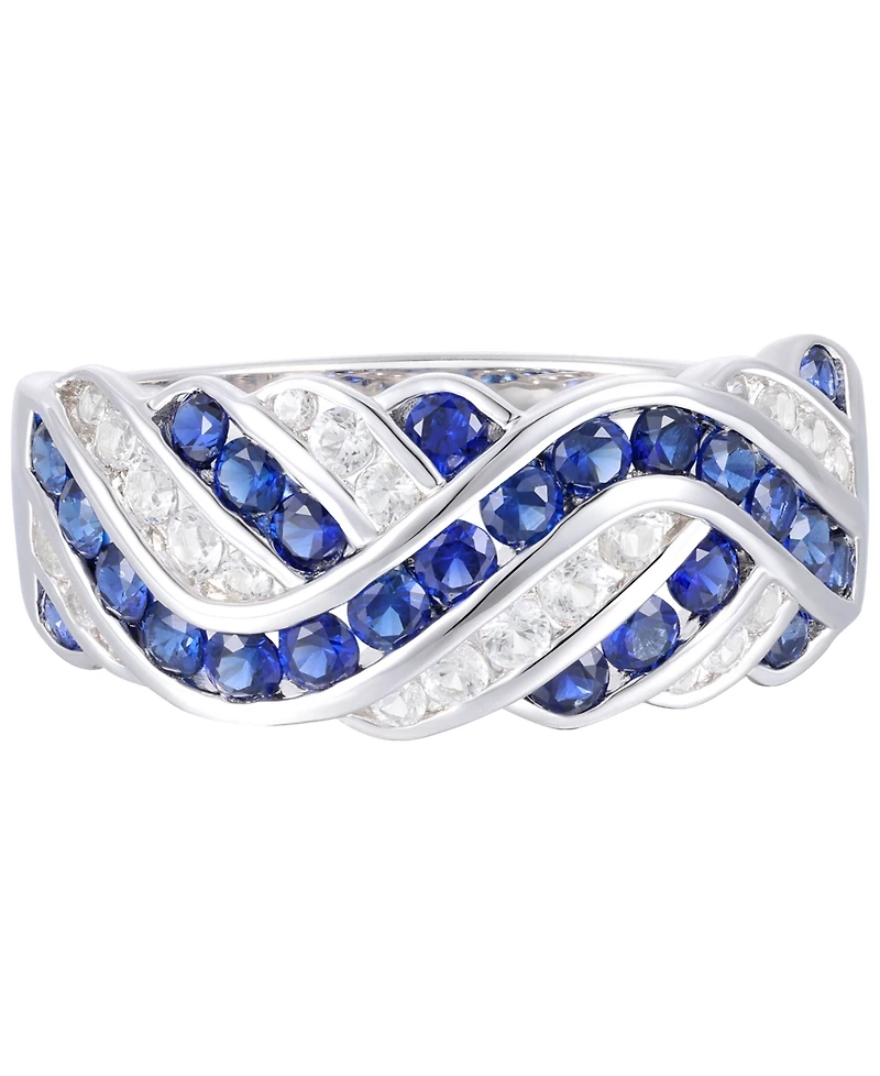 Created Sapphire, White Sapphire & Multi-Gemstone Ring Sterling Silver