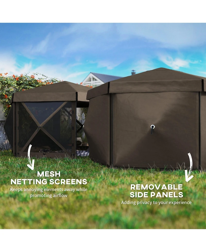 Outsunny 12' x 12' Hexagonal Pop Up Gazebo, Outdoor Canopy Tent