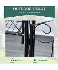 Outsunny Garden Gate Arbor Wedding Arch with Heart Doors Planters,