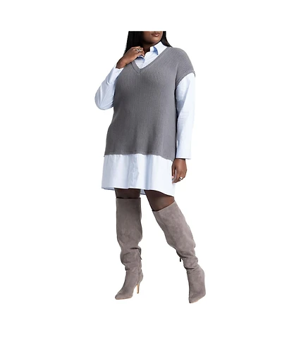 Eloquii Women's Plus Twofer Shirt Dress