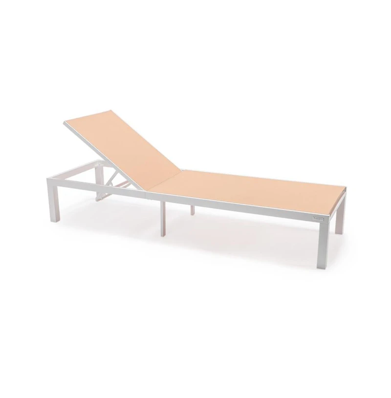 LeisureMod Marlin Patio Chaise Lounge Chair With White Aluminum Frame